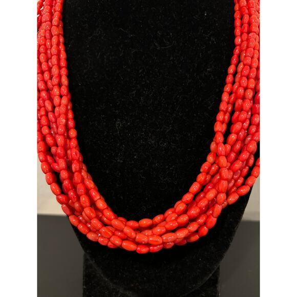 Jay King DTR Sterling Silver 10-Strand Red Coral Bead Necklace - Picture 3 of 5